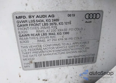 2019 Audi Q5 45 Premium from USA, damaged, VIN WA1BNAFY2K2122163